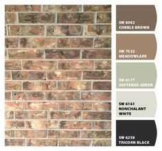 a brick wall with different shades of brown and gray on it, including the color swatches