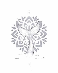 a drawing of a tree with leaves and flowers in the center, on a white background