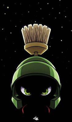 a cartoon character with a hair brush on his head, staring at the stars in the sky