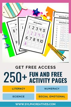 the free printable worksheet for kids to practice numbers and writing with their own hands