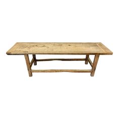 an old wooden table on a white background