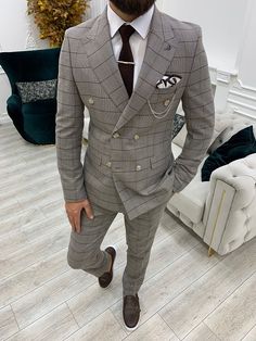 Men Suits Blue, Blue Slim Fit Suit, Prom Men, Suit Man, Pants Gift, Check Suit, Checked Suit, Suit Material, Plaid Suit