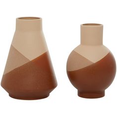 Hughes Set of 2 Modern Vases - QK1054552_UMAE_PRI_OL Terracotta Accents, Natural Ceramic, Colored Vases, Round Vase, Orange Stone, Flower Holder, Stoneware Vase, Modern Vase, Vase Centerpieces