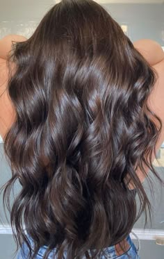 Dark Brown Hair Full Color, Coffee Colored Hair Brown, Coffee Inspired Hair Color, Dark Brown Solid Color Hair, Rich Brown Balayage Brunettes, Dark Brown All Over Color Hair, Chocolate Espresso Hair Color, Extra Dark Brown Hair, Espresso Dark Brown Hair