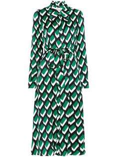 green/black/white textured finish patterned jacquard concealed front button fastening geometric-pattern print pointed flat collar long sleeves buttoned cuffs detachable waist belt two side inset pockets straight hem mid-length Green Long Sleeve Midi Dress For Work, Designer Green Long Sleeve Dress, Chic Geometric Pattern Midi Dress, Elegant Geometric Pattern Dress For Work, Fitted Elegant Midi Dress With Geometric Pattern, Elegant Fitted Midi Dress With Geometric Pattern, Elegant Geometric Pattern Workwear Dresses, Elegant Geometric Pattern Midi Dress For Spring, Elegant Spring Midi Dress With Geometric Pattern