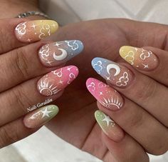 Nails Art Designs, Witchy Nails, Moon Nails, Crazy Nails, Really Cute Nails, Nails Only, Kawaii Nails