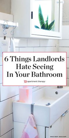 a bathroom with the title 6 things landlocks hate seeing in your bath room