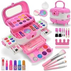 Make Up Birthday, Birthday Gifts Pink, Makeup Organizer With Mirror, Girls Makeup Set, Toddler Makeup, Kids Makeup Kit, Childrens Makeup, Frozen Makeup, Makeup Toys