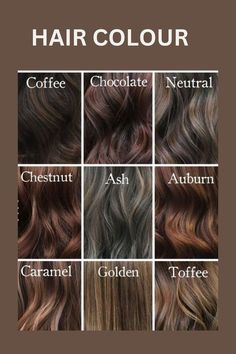 Hair Colour Women Highlights, Hair Color With Names Colour, Hair Colour Name Chart, Hair Colour Idea For Brown Skin, Highlight Colour For Black Hair, Brown Skin Hair Colour Ideas, Types Of Hair Colour Style, Brown Hair Color Names, Hair Colour According To Skin Tone