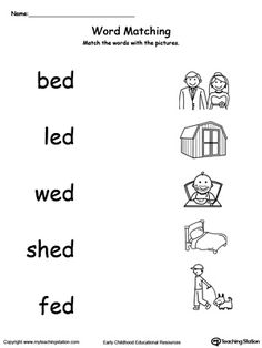 the worksheet for word matching with pictures to help students learn how to read