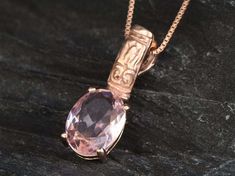 Rose Gold Morganite Pendant set with a Created Morganite in a flawless cut, clarity & pink colour, 10x8mm (3 Cts). Gold Vermeil ☞ thickest 18k Gold Plating on top of Solid 925 Sterling Silver ☞ made to last. Matching Ring: www.etsy.com/listing/946830519 Matching Earrings - please ask me Details :  ♥ Each item comes in a cute GIFT BOX ✓ ♥ GUARANTEE on the materials ✓ ♥ Created Morganite - diamond cut, flawless clarity & pink color ✓ ♥ Pure Solid 925 Sterling Silver ☞ Silver Hallmark on each piece Rose Gold Gem Necklace, Luxury Faceted Rose Gold Necklaces, Morganite Necklace, Morganite Jewelry, Morganite Pendant, Pink Pendant, Rose Gold Morganite, Morganite Diamond, Real Jewelry