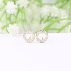 A lovely pair of earrings fit for your occasion. Our handmade authentic natural white diamond Ring will attract everyone's attention. We only use natural white diamonds from fair trade mines and use high quality diamonds. The eye-catching glitter in this piece is absolutely breathtaking!We celebrate with you together whether it's an engagement or wedding or anniversary! _____________________FEATURES+ Handmade / Handcrafted Fine Jewelry+ Metal type: 14K,18K ( Yellow gold, Rose gold, White gold ), Platinum+ Diameter: 6.3mm + 14K Gold Weight: 0.9gram+ 100% Natural Diamond+ Diamond Cut: Brilliant Cut+ Diamond Color: F-G+ Diamond Clarity: VS-SI+ Diamond Size: 1.1mm x 26stones+ Diamond Total Weight: 0.16ct (Pair)+ 100% Handmade in the U.S.A._________________WELCOME!Hi and thank you very much for White Diamond Earrings, Minimalist Earrings Studs, White Diamond Ring, Diamond Gift, Earrings Minimalist, Earrings Stud, Dainty Earrings, Circle Earrings, Diamond Sizes