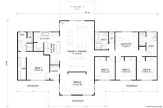 the floor plan for a four bedroom house