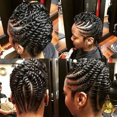 Protective Flat Twists Updo Cornrows And Twists, Hairstyles For Natural Hair, Flat Twist Hairstyles, Twist Updo, Flat Twist Updo, Natural Hair Twist Out, Natural Hair Salons, Twisted Hair, Braiding Styles