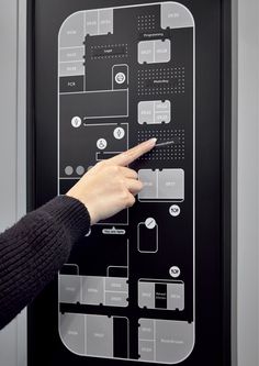 a person pointing at a diagram on a wall