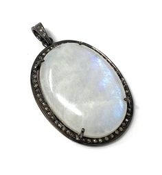 White Moonstone Gemstone Pave Diamond Oxidized Sterling Silver Exclusive Pendant at Wholesale Price. ** HANDMADE PENDANT** SIZE : 47mm x 28.15mm x 10mm ( including Bail)( LxWxH) GROSS WEIGHT : 15.95g STONE WEIGHT : 9.56g DIAMOND WEIGHT : 0.53 Cts GEMSTONE GRADE : AAA+ GRADE GEMSTONE : NATURAL SMOOTH RAINBOW MOONSTONE TREATMENT : NO TREATMENT METAL : OXIDIZED 925 STERLING SILVER SHAPE : OVAL DIAMOND : GENUINE DIAMONDS SETTING : PAVE SETTING **All Measurements are close approximations** RAINBOW MO San Ramon, Pendant Diamond, White Moonstone, Moonstone Bracelet, Pretty Bracelets, Sapphire Necklace, Moonstone Pendant, Bezel Diamond, Oxidized Sterling Silver