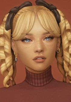 a digital painting of a woman with blonde hair and blue eyes wearing large hoop earrings