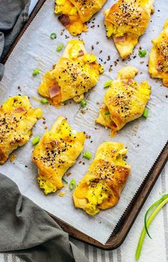 some food is laying out on a baking sheet