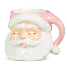 PINK SANTA CONTAINER Raz CHRISTMAS DECOR Bonjour Fete - Party Supplies Retro Pink Christmas, Chritmas Mugs, Pink Santa, Cutest Christmas Mugs, Pink Santa Mug, Vintage Santa Mugs Decor, Pink Winter Mug, Christmas Cups, Santa Head