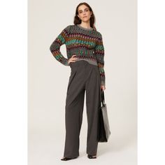 Multicolored wool (100% Wool). Sweater. Crew neck. Long sleeves. Pull-on. Imported. Rent The Runway, Grey Prints, Fair Isle Sweater, Closet Designs, White Pants, Home Free, Wool Sweater, Fair Isle, Wool Sweaters