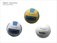 three different types of volleyballs with the words pro line written on each one ball