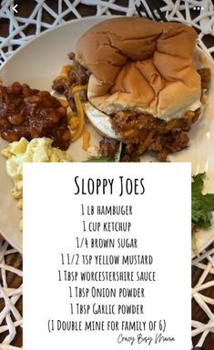 sloppy joes recipe on a white plate