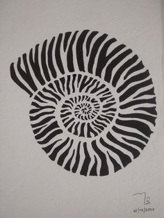 a black and white drawing of a spiral design