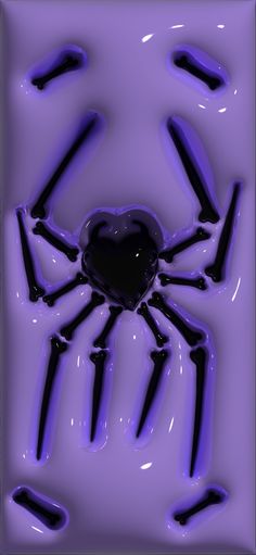 a purple spider with black spots on it's back legs and arms, in front of a blue background