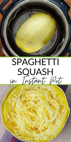 an instant pot spaghetti dish is shown in this collage with the words instant pot spaghetti