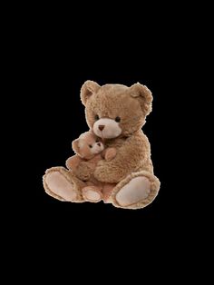 a brown teddy bear sitting next to a smaller one