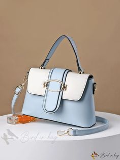 Bird in Bag - Fashionable Flap Top Handbag with Adjustable Shoulder Strap Large Capacity Light Blue Shoulder Bag, Light Blue Large Capacity Shoulder Bag, Trendy Light Blue Large Capacity Shoulder Bag, Trendy Light Blue Shoulder Bag With Large Capacity, Light Blue Rectangular Bag With Large Capacity, Trendy Light Blue Tote Shoulder Bag, Large Capacity Light Blue Rectangular Bag, Trendy Light Blue Shoulder Bag With Double Handle, Trendy Light Blue Shoulder Bag For Shopping