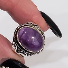 Beautiful Handmade Sage Amethyst Gemstone 925 Ring Sz6.5- Sy-35986 The Item You See Is The Exact Piece You Will Receive-Excellent Quality & Design~ 100% Brand New-Sage Amethyst Gemstone-925 Silver-Vintage/Antique Style-Handmade Please See Photos For Shape/Curves/Condition/Colors/Texture/Style/Design/Engraving I Want You To Have The Very Best Shopping Experience So Please See All Photos Of Item. Size 6.5 Spiritual Sterling Silver Amethyst Ring, Adjustable Stamped 925 Amethyst Ring, Silver Amethyst Ring Stamped 925, Purple Ring Stamped 925, Purple Sterling Silver Crystal Ring With Stone Setting, Sterling Silver Purple Ring With Large Stone, Sterling Silver Crystal Ring With Purple Stone Setting, Purple Crystal Sterling Silver Ring, Purple Crystal Ring With Stone Setting In Sterling Silver