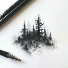 Artistic Atmosphere Tattoo Sketches Woods Tattoo Sleeve Women, Wrist Mountain Tattoo, Tattoo Woods Forest, Seattle Tattoo Ideas, Nature Geometric Tattoo, Atmosphere Tattoo, Wilderness Tattoo, Pine Tattoo, Shoulder Cap Tattoo