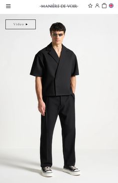 Semi Formal Men Aesthetic, Black And White Fashion Men, Black Shirt And Pants Outfit, Black Barong, Semi Formal Men Outfit, Stylish Men Wear, Mens Smart Casual Outfits, Minimalist Fashion Men, Mode Kimono