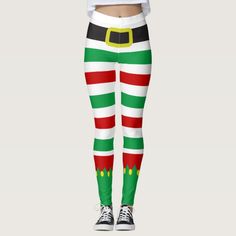 Striped Elf Green Red Christmas Novelty Leggings #elf #Christmas #leggings #affiliate Funny Christmas Costumes, Run Disney Costumes, Holiday Leggings, Running Costumes, Christmas Leggings, Run Disney, Disney Costumes, Flag Colors, Christmas Costumes