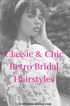 Step back in time with these stunning vintage and retro wedding hairstyles!  From elegant pin curls to glamorous waves and timeless updos, this collection has the perfect look to complement your wedding day style. Whether you’re inspired by the roaring ’20s or classic Hollywood, these hairstyles will make you feel like a star. Click to explore beautiful vintage and retro bridal hair ideas! Retro Wedding Hairstyles, Old Hollywood Vintage, Classic Curls, Bride Hairstyles For Long Hair, Pin Up Curls, Retro Wedding Hair, Retro Bridal, Vintage Curls, Hollywood Vintage