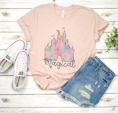 Disney Cinderella Castle, Vacation Tshirt, Magical Castle, Vacation Tshirts, Cute Disney Outfits, Disney World Outfits, Cinderella Castle