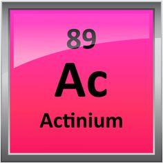 the symbol for the chemical element ac is shown in silver and pink colors with black letters