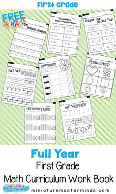 the first grade math workbook for first grade students with pictures of numbers and symbols