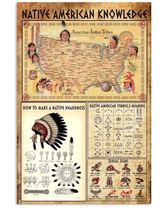 native american knowledge poster with pictures and information about native americans in the united states