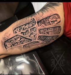 a man's arm with some tattoos on it