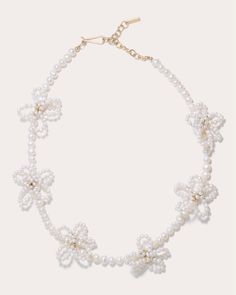 Undeniably elegant, this Completedworks necklace features an 18-karat gold vermeil chain strung with genuine freshwater pearls. A blossoming array of floral accents creates feminine appeal. Hook clasp closure 18k gold vermeil and freshwater pearl Polish with soft cloth Made in Thailand Measurements Length: 14.5in with 2in extender Sustainability Metrics: Natural Resources: at least 50% of materials used are produced with a reduced environmental impact Conflict-Free: 100% of products are recycled Elegant Adjustable Pearl Flower Necklace, Flower Shaped Pearl Chain Necklace, Flower-shaped Pearl Chain Jewelry, White Flower-shaped Pearl Chain Necklace, Elegant Flower-shaped Pearl Chain Necklace, Hook Clasp, Pearl Flower, Flower Necklace, Gold Vermeil