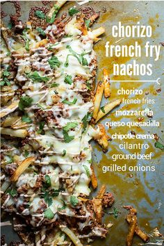 a magazine cover with french fries covered in cheese and toppings on the front page