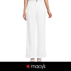 in stock White Casual Dress Pants For Spring, White High Waist Dress Pants For Summer, Chic White Dress Pants For Summer, High Waist White Dress Pants For Summer, Chic Relaxed Fit Dress Pants For Summer, White Straight Leg Dress Pants For Summer, Casual White Wide Leg Dress Pants, Casual White High-waisted Dress Pants, White Wide-leg Summer Dress Pants