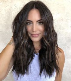 Hair Front Layers Long, 2023 Dark Brunette Hair Trends, Medium Brown To Dark Brown Hair Before And After, Renee Brown Hair, Top Hair Trends 2023, Tia Booth Hair Dark, Vibrant Chocolate Brown Hair, Dark Brown Hair 2023 Trends, Long To Medium Length Haircut