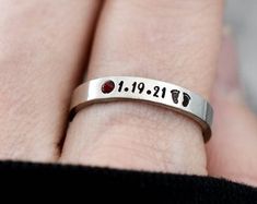 Custom name ring band ring sterling silver personalized | Etsy Mothers Ring Stackable, Personalized Promise Rings, Date Ring, Stackable Name Rings, Mothers Ring, Name Ring, Mother Rings, Name Rings, Baby Name