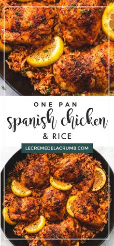 one pan spanish chicken and rice with lemons