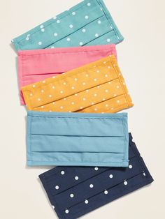 Pack includes 5 reusable, personal-use, non-medical-grade, pleated cloth face masks for adults, in assorted colors, prints and patterns.  Designed per CDC recommendations on non-medical-grade masks.  3-ply, woven, 100% cotton poplin.  Soft & breathable.  Elastic over-the-ear straps.  For adult-size non-medical-grade cloth face masks, click here.  5 3/4" L x 3 1/8" H.  Non-returnable.  Please note, shipping may be delayed as we are taking extra precautions in our fulfillment centers in order to h Masks Design, Masks For Kids, Halloween Iii, Infection Prevention, Face Masks For Kids, Healthcare Workers, Medical Masks, Wash Your Hands, Face Coverings