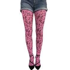 Let the music play! If you like to have a bit of fun, you will love our fun two-tone print tights black and pink musical notes. These musical note tights sing to the tune of a pair of 50 denier opaque tights decorated with black musical notes. We love music, and we want to show it. This is a must-have for music lovers, all eyes will be on you! *A perfect gift for her! *Discover all our colored tights. Very high quality, durable, high-stretch, soft fabric. Check Our Reviews! *SIZES: Women tights, Tights With Patterns, Let The Music Play, Print Tights, Music Teacher Gift, Tights For Women, Perfect Music