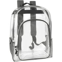 Trailmaker Carrying Case (Backpack) Notebook, Gray, Water Resistant, Rain Resistant, Plastic, Mesh, Metal, Polyvinyl Chloride (PVC) Body, Checkpoint Friendly, Shoulder Strap, 17" Height x 13" Width x 6.5" Depth, Unisex, 1 Each Size: M. Clear Backpacks, Backpack Sewing, Clear Backpack, Mesh Backpack, Cooler Lunch Bag, Luggage Backpack, Grey Trim, Bottle Bag, Reusable Shopping Bags